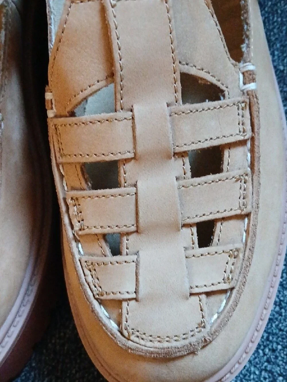 Timberland Tan Leather Woven Strap Loafers